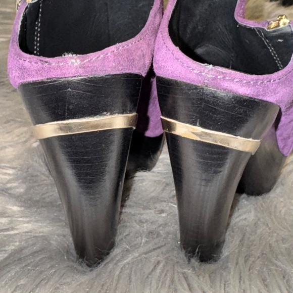 EUC Diane von Furstenberg DVF Purple Suede Heel Mule Pumps Size 6 - Picture 8 of 12